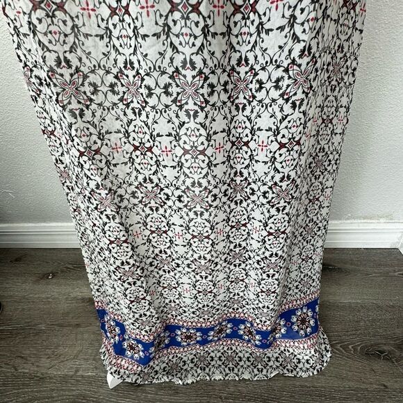 Sienna Sky Maxi Dress Black White Pattern Strappy Flowy V Neck SZ L - Picture 5 of 14